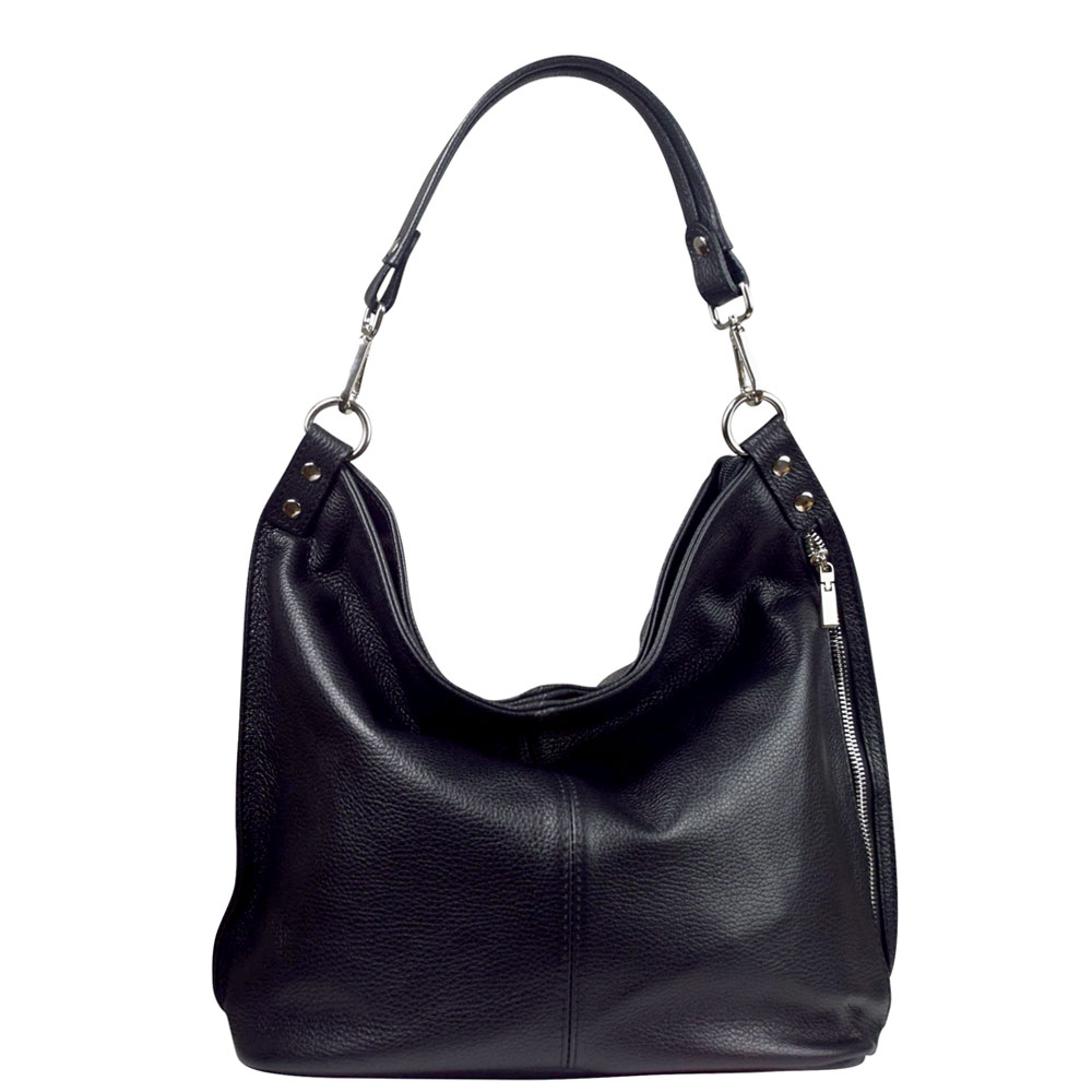 Soft slouchy black leather handbags for ladies