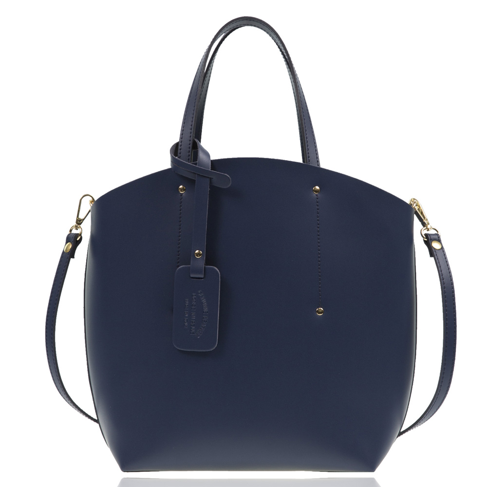 Italian luxury soft leather navy blue tote bAG for ladies