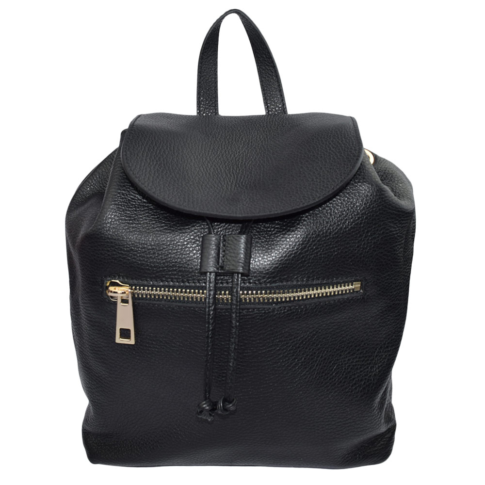 Italian luxury leather black coloured backpack for ladies